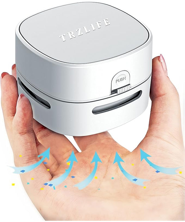TRZLIFE Desk Vacuum Cleaner, Upgraded Mini Desktop Vacuum AA Battery More Durable Desk Accessory Sucks up Tiny Items and Crumbs from Desktop Drawer Countertop Ideal as a Valentine's Day Gift