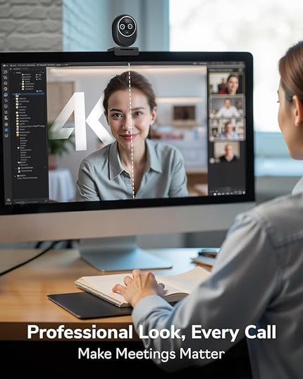 EMEET Piko+ (Piko Plus), World’s 1st Dual-Camera AI-Powered 4K Webcam, 1/2.55'' Sony Sensor, 3 Mics&3 Sound Modes, Panda Magnetic Privacy Cover, USB C-C&C-A, Ideal for Livestreamers