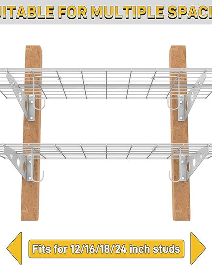 Ultrawall Garage Wall Shelves, 2 x 4 ft Wall Mounted Storage Shelves, Heavy Duty Wall Shelving with Hooks, Holds Up to 220 Lbs, 2Pack, White