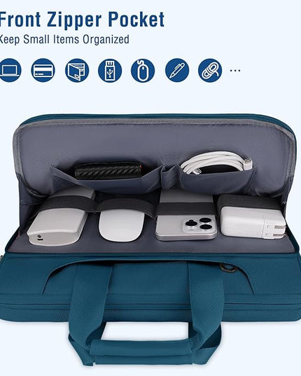 MOSISO 360 Protective Laptop Shoulder Bag Compatible with MacBook Air 15 M4 A3241 M3 A3114 M2 A2941/Pro 16 inch M4 M3 M2 M1, 15-15.6 inch Notebook,Matching Color Sleeve with Belt, Teal Green
