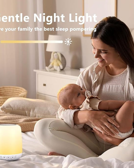 White Noise Sound Machine for Sleep Portable Sound Machine with 30 Soothing Sounds 12 Night Light Colors 4 Timer Sleep Machine for Baby Adults, Smart App Control, Touch Control