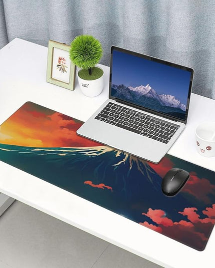 Sunset Pink Clouds Mountain Gaming Mouse Pad XL, Large Non Slip Rubber Mousepad, Stitched Edges Mouse Pads, Long Extended Mouse Pad,31.5'' X 11.8''