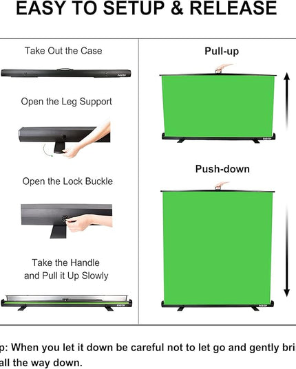 FUDESY Extra Large Green Screen, 74W X 77H inches Collapsible Chromakey Panel,Portable Retractable for Tiktok Video, Live Game,Aluminum Base,Wrinkle Resistant Fabric,Pull-up Style,Auto-Locking Frame