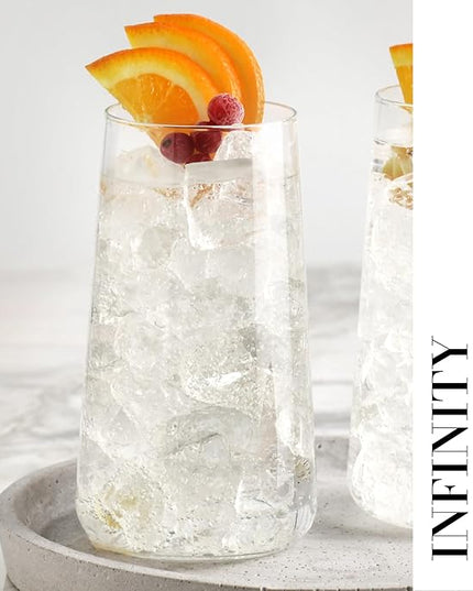Krosno Water Glasses, Set of 6, Capacity 20 fl oz, Infinity Collection, Thin Highball Glasses,Clear Tall Glass Cups For Water, Juice, Drinks, and Cocktails, Dishwasher Safe, Made in Europe