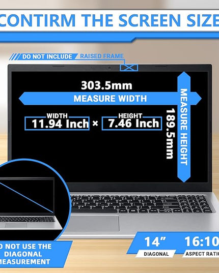ZOEGAA Magnetic 14 Inch Laptop Privacy Screen Filter,Compatible with HP Dell Acer Asus Samsung Lenovo,for Removable 16:10 Widescreen Display Laptop Privacy Screen 14 inch and Anti-Glare Protector