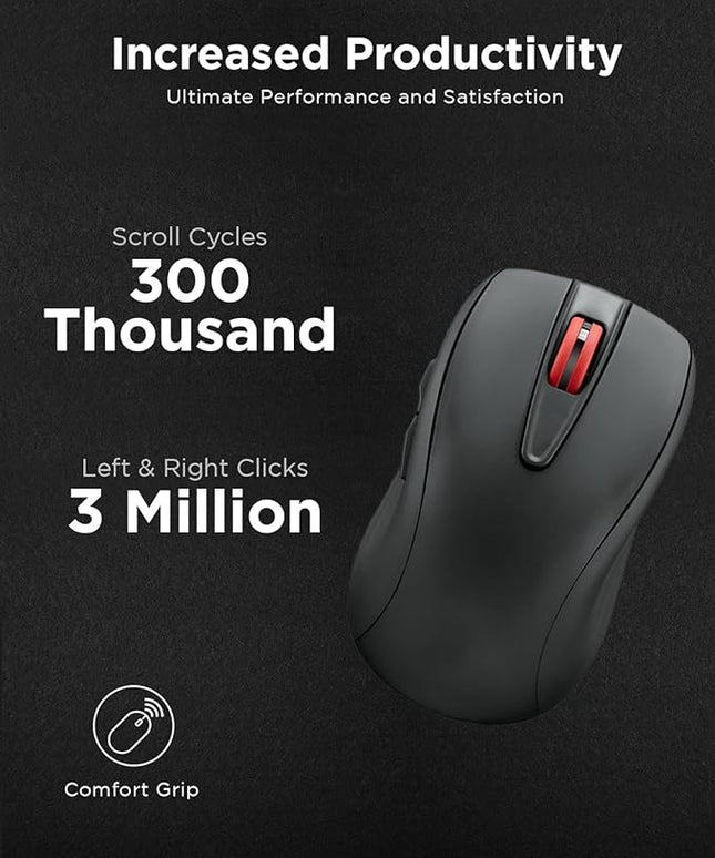 Lenovo USB-C Rechargeable Silent Mouse (WL500) - Silent Buttons, USB-C Rechargeable, Ambidextrous Grip, Adjustable DPI - Plug-and-Play 2.4G Receiver Computer Mouse (Black)