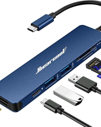 Hiearcool USB C Hub for MacBook Air/Pro, 7-in-1 USBC Adapter Multiport with 4K HDMI Dongle, USB-C Dock Laptop Docking Station for Thunderbolt 3/4 Laptops and Other Type-C Devices