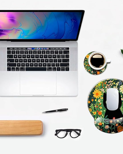 Ergo Comfort Gel Wrist Rest Mouse Pad-Ergonomic Office Mousepad with Wrist Support-Non-Slip, Design Desk Accessories Mat for Home&Game Decor Cute Black Cat