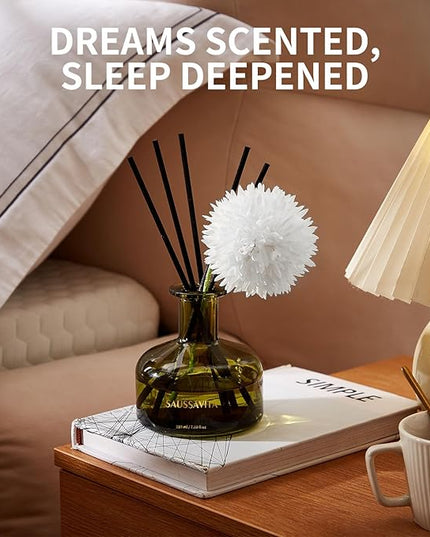 Flower Reed Diffusers Set, 7.10 oz Cedar Scented Diffuser with 7 Sticks, Long Lasting Home Fragrance for 120 Days, Perfect for Bathroom, Shelf Decor, Air Fresheners