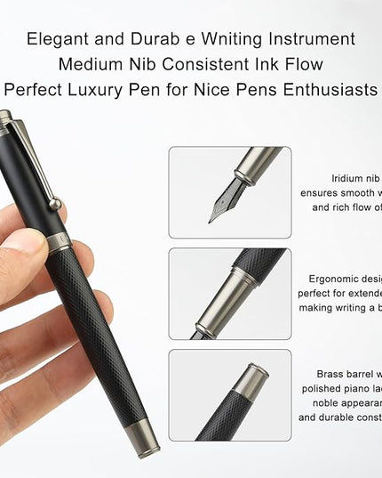 GC QUILL Fountain Pen Set - Fine & Medium Nibs, Includes 18 Ink Cartridges, Ink Refill Converter & Syringe Filler, Gift for Writing, Journaling & Calligraphy MU-13