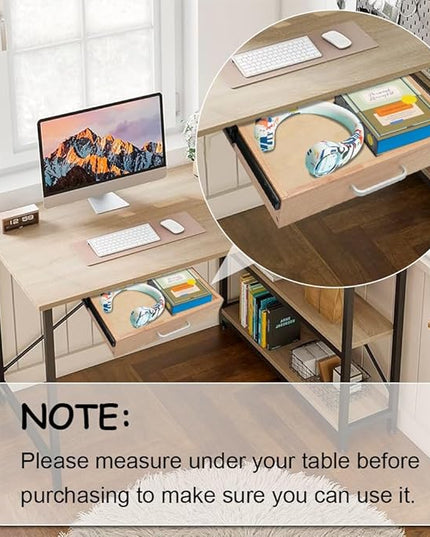 Under Desk Drawer Storage Organizer - Wooden Mounted Sliding Pull-out Drawer, Hidden Desktop Organizer for Office