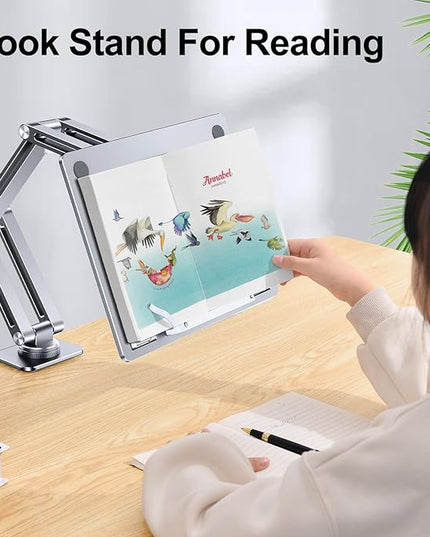 Laptop Mount for Desk, Tablet Arm Mount with 360° Rotating, Aluminum Laptop Tray Adjustable, Foldable Computer Stand/Holder, Fit for 11-17 Inch Laptops (Silver)