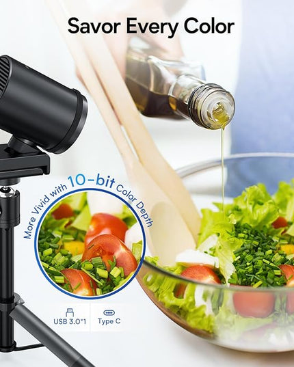 EMEET SmartCam S800-4K Webcam with Tripod for Streaming, Sony 1/2'' Sensor, Supports HDR, PDAF&TOF Dual-autofocus, 1080P@60FPS, Adjustable Heights with 360° Swivel Head, Perfect for Live Streaming