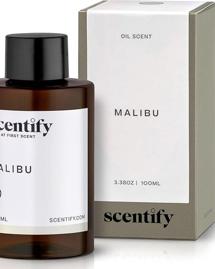 Scentify Malibu Aroma Oil Refill Scent for Oil Diffusers - Lemon, White Tea, Thyme, Cedar, Musk Scents - Luxurious Relaxing Aromatherapy Diffuser Fragrance 100ml, 3.38 oz