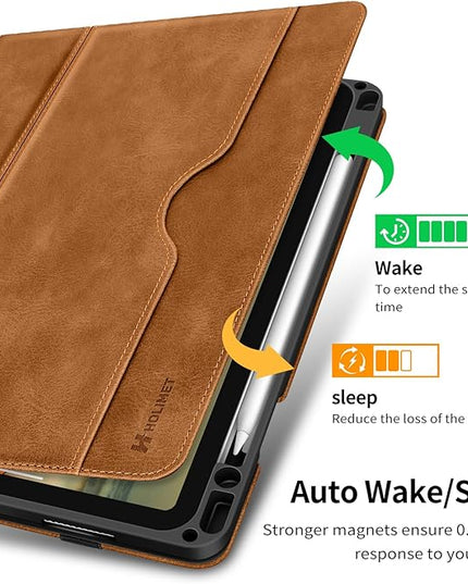 H HOLIMET Case for iPad Air 11 Inch M3/M2 (2025/2024)/iPad Air 4th/5th Generation 10.9 Inch 2022/2020 with Pencil Holder Soft Back Shockproof Protective Vegan Leather