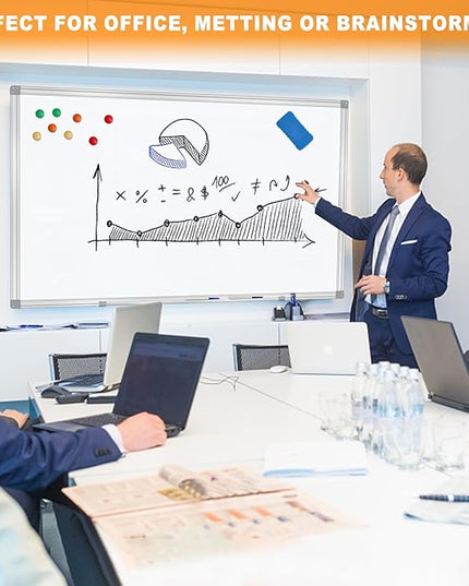 H-Qprobd Dry Erase Board for Wall 60"x40" Aluminum Presentation Magnetic Whiteboard with Long Pen Tray, Wall-Mounted White Board for School, Office and Home