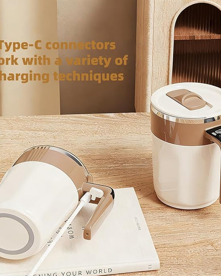 Self Stirring Coffee Mug,Heated Coffee Mug Rechargeable with Temperature Display,Fun Coffee Mug Warmer,Suitable for Beverages Such Coffee,Milk,Cocoa (Black)