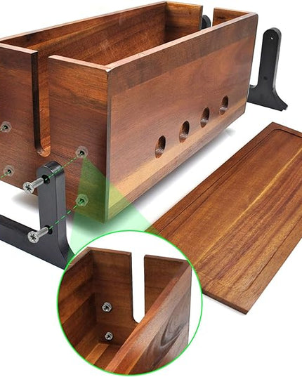 Large Cable Management Box, Wood Cord Hider Box & Organizer for Power Strip Hider Cable Storage for Office, TV Wires, Desk Cord Organizer, Vintage Walnut (14.1" x 6" x 6.3")