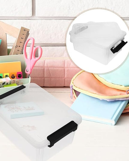 VILLCASE Transparent File Organizer Box with Lid Office Document Storage Container for Files Stationery and Small Items Clear Desktop Organizer for Quick Identification and Long-term Use