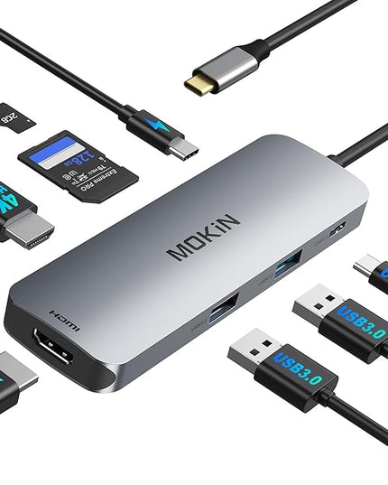 MOKiN USB C Docking Station Dual Monitor, USB C to Dual HDMI Adapter, 8 in 1 Laptop Docking Station with 2 HDMI(4K @60Hz), PD Charging, USB A&C 3.0 Ports, SD/TF for Dell/HP/Lenovo/Surface/Yoga etc