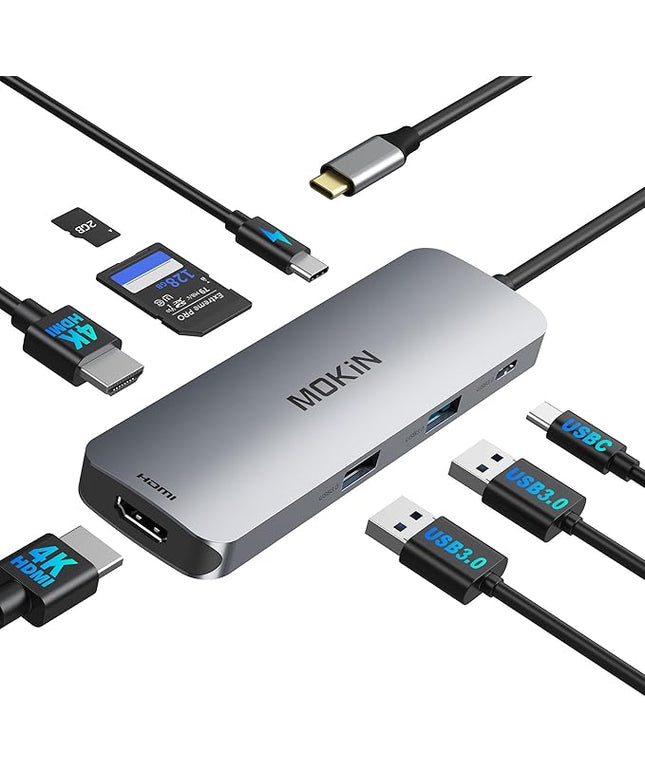 MOKiN USB C Docking Station Dual Monitor, USB C to Dual HDMI Adapter, 8 in 1 Laptop Docking Station with 2 HDMI(4K @60Hz), PD Charging, USB A&C 3.0 Ports, SD/TF for Dell/HP/Lenovo/Surface/Yoga etc