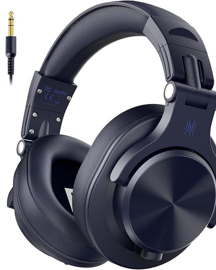 OneOdio A71 Hi-Res Studio Recording Headphones - Wired Over Ear Headphone with SharePort, Monitoring Mixing Foldable Headset with Stereo Sound, 3.5/6.35MM Jack for PC Computer DJ Guitar-Navy Blue
