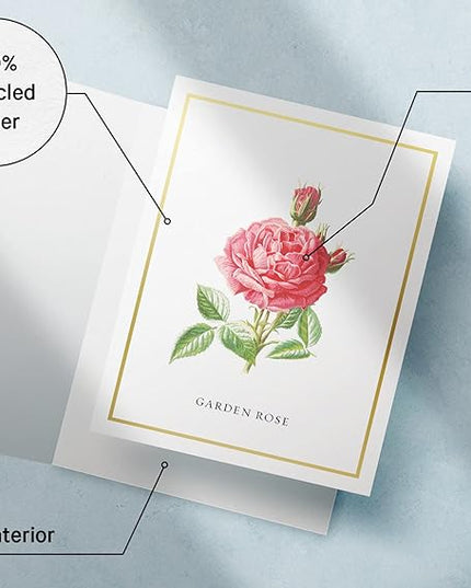Twigs Paper - 12 Assorted Flowers Thank You Cards With Envelopes - 4 Different Design Floral Bulk Variety Greeting Card Set - Stationery Set for All Occasions - Made in USA (5.5 x 4.25, Set of 12)