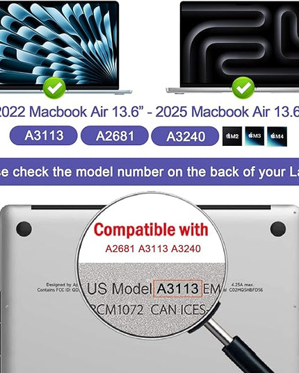 Halloive 360° Privacy Screen Protector for Macbook Air 13.6/13 Inch (2022-2025, M2, M3，M4), Privacy Screen Filter for Macbook Air 13.6 Inch, Anti-Spy/Anti Fingerprint/Anti Blue Light/Anti Glare