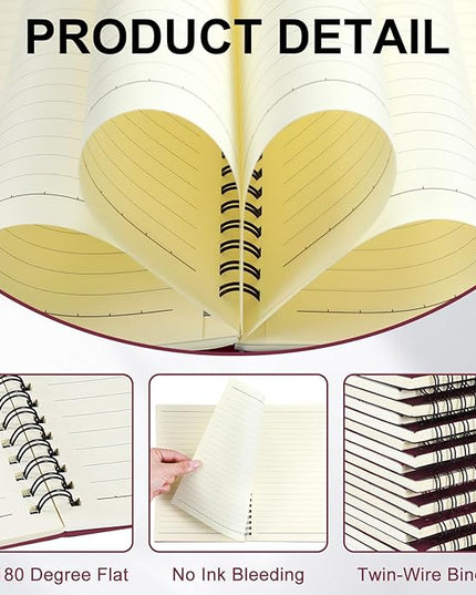 Yahenda Spiral Notebook Bulk A5 Journal Lined 8.3'' x 5.5'' Writing Composition Paper Small Notepad Subject Notebook for Students Office Business Back to School Supplies(Wine Red,18 Pcs)