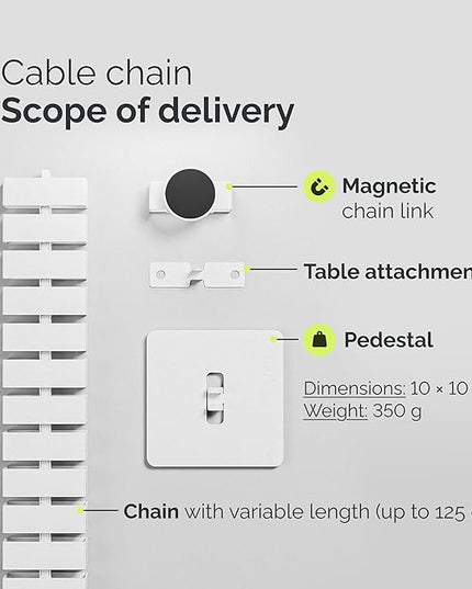 VALU Cable Management Spine – 49 Inch Cable Organizer for Standing & Fixed Desks – Sturdy & Flexible with Magnetic Link – Cord Management System Under Desk with Steel Base & Non-Slip Pads