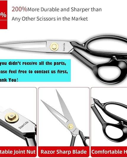 Fabric Scissors Tailor Sewing Shears - 9 Inch Heady Duty Scissors for Fabric Cutting Professional Ultra Sharp Cloth Tailor Scissors Multipurpose Utility Dressmaker Leather Titanium Scissors (9Inch)