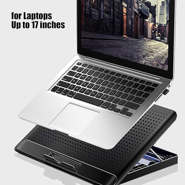 Laptop Cooling Pad – Aluminum Alloy 35x26x2.3cm | Adjustable Computer Cooler Support Quiet Laptop Stand with Fan | Keyboard Phone Tablet Book for Desk Home Workplace Dorm