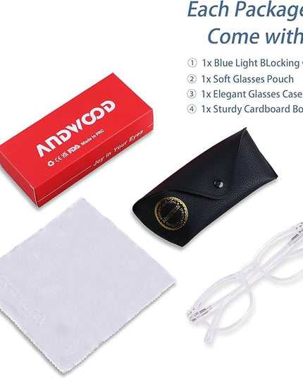 ANDWOOD Blue Light Blocking Glasses Women Men Computer Small Face Clear Bluelight Blocker Eyeglasses Frame