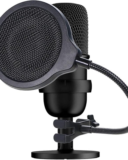 SoloCast Microphone Pop Filter Mask Shield For HyperX SoloCast Mic, 4 Inch 3 Layers Windscreen with Flexible 360°Gooseneck Clip by SUNMON