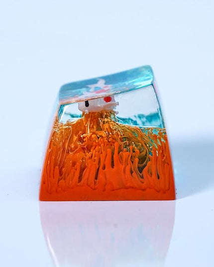Kohaku Koi Fish Artisan Keycap Orange and Blue Ocean Coral Reef R1 SA Profile Custom Keycaps 1U ESC Handmade Gaming Resin Key Cap Cherry MX Switch Compatible Mechanical Keyboard Koi Lover Gift
