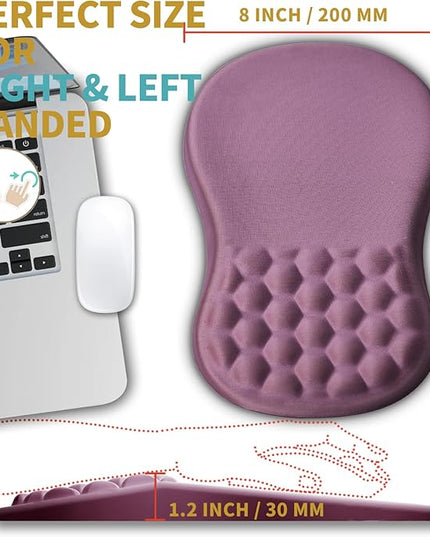 Hokafenle Ergonomic Mouse Pad Wrist Support with Massage Design, Wrist Rest Pain Relief Mousepad with Memory Foam&Non-Slip PU Base, Mouse Pads for Wireless Mouse & Desk (12x8 inch,Dark Pink)