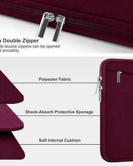 Laptop Sleeve 15.6 inch, Durable Computer Carrying Bag Protective Case Briefcase Handbag with Front Pocket, Slim Laptop Cover for 15.6 Inch HP, Dell, Lenovo, Asus, Notebook, Wine Red
