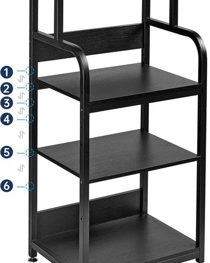 Printer Stand with Adjustable Shelf, 4 Tier Large Tall Printer Table with Wheels for Home Office Storage and Organization, Rolling Stand Cart for Computer Tower CPU Shredder, Black
