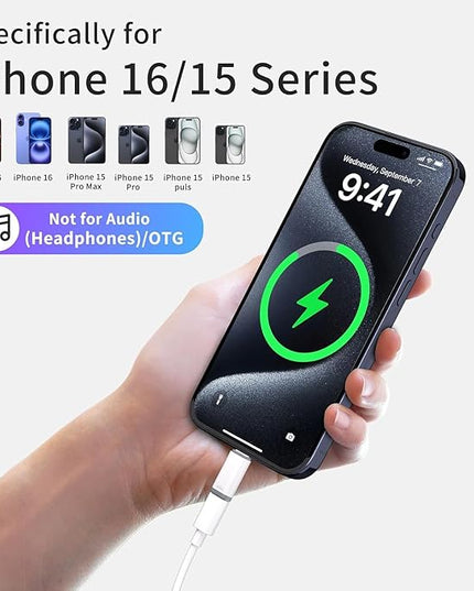 5 Pack USB C to Lightning Charge Adapter for iPhone 17 16 15, Lightning to USB C Adapter with Fast Charge Data Transfer for iPhone 17 16 15 Pro Max, Galaxy S24 S23, Pixel 8 7, iPad Pro, MacBook Pro