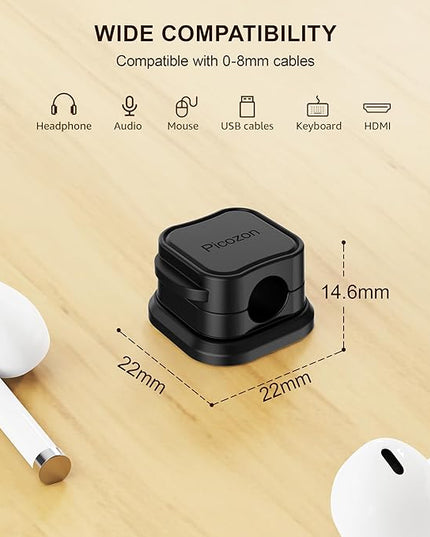 48 Pack Magnetic Cable Clip Organizer Cord Holder, Picozon Adhesive Cable Management, Wire Phone USB Charger Cable Holder, Keeper Organizer for Office Home Desktop Table - Black