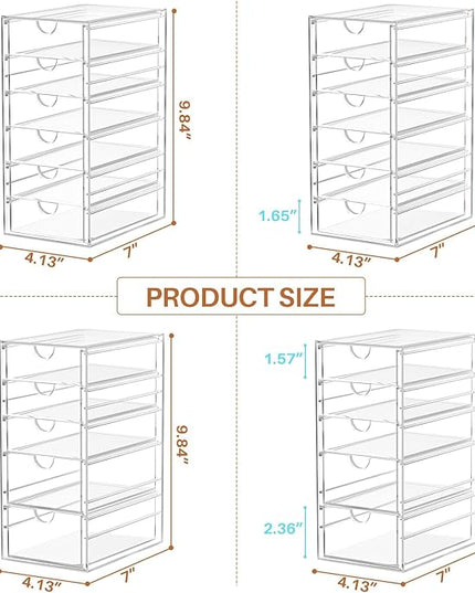 ARSTPEOE 22 Drawers, Acrylic Desk Makeup Organizer, Plastic Drawers Organizer, Stackable Storage Solution for Makeup, Dresser, Office, Bathroom Clear Plastic Craft and Bead Storage Cabinet