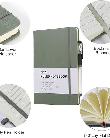 20 Pack Journals for Writing College Ruled Notebooks Journal in Bulk, Hardcover Notebooks (200Pages) for Note Talking, Lined Bullet Journals for Home School Office, 5.7"x8.4", Olive Green