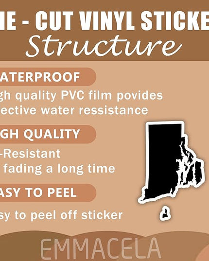 (3PCS) Rhode Island Map Stickers, US State Waterproof Vinyl Decals for Tumblers, Water Bottles, Laptops, Books, Scrapbooks, Great for Rhode Island Lovers, 3 x 2 Inch