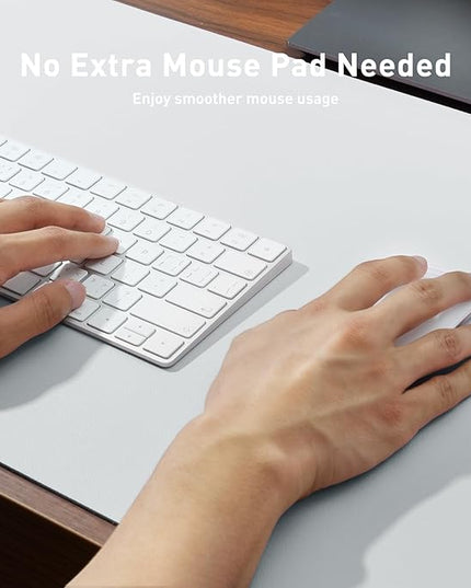 Aothia Faux Leather Desk Mat – Large Mouse Pad, Non-Slip PU Leather Blotter, Waterproof Writing Surface for Office and Home (Barely Grey, 47.2" x 23.6")