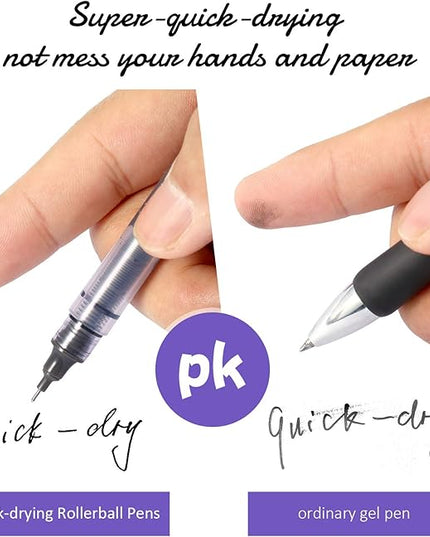 Frienda 12 Pieces Rolling Ball Pens 0.5 mm Japanese Quick Drying Fine Point Pens Liquid Ink Smooth Writing for Office Student Back to School Supplies(Classic Colors)