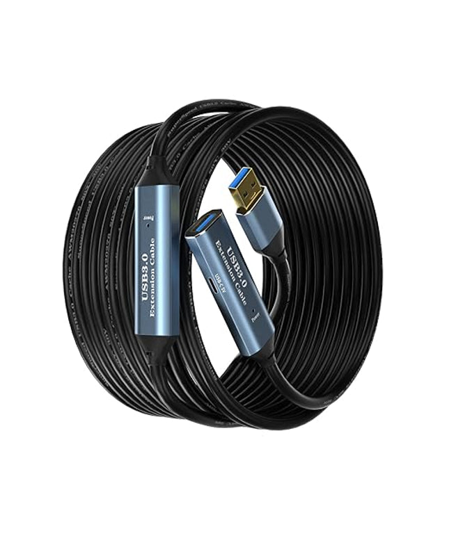 USB 3.0 Extension Cable 65FT Type A Male to Female Active Extender Cord with 3 Extension Chipsets Signal Booster and 1 USB-C Charging Port, for Webcam, PlayStation, Printer, Camera