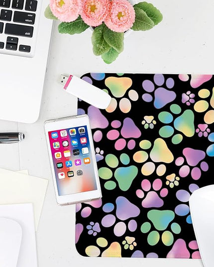 Cute Dog Paw Square Mouse Pad,Non-Slip Rubber Base Mouse Pad,Home Office Decoration Desktop Accessory,Laptop Mouse Pad for Office Laptops,9.4x7.8x0.12.