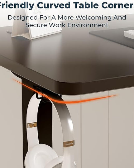 Adjustable Stand Up Desk with Memory Preset, 55 x 24 Inch Standing Desks Electric Desk for Home Office with Splice Board (Black)
