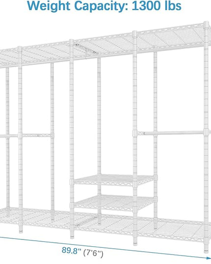 VIPEK V40 Plus Extra Large Clothes Rack Heavy Duty Clothing Rack for Hanging Clothes, Multi-Functional Closet Organizer System Freestanding Wardrobe Closet for Bedroom, Max Load 1300lbs, White