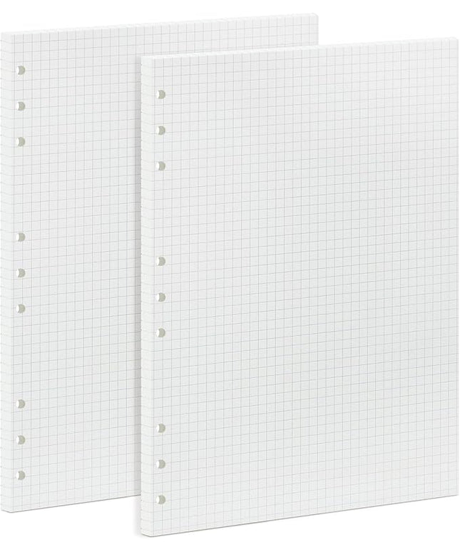 90 Sheets Planner Refill Paper, 255x180mm, 5mm Squared Inserts Paper B5 9 Holes Binder Grid Notepaper for Filofax Bullet Journals Diary